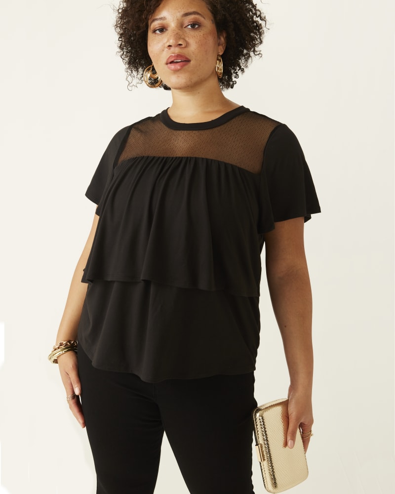 Front of plus size Meredith Tiered Mesh Top by East Adeline | Dia&Co | dia_product_style_image_id:177634